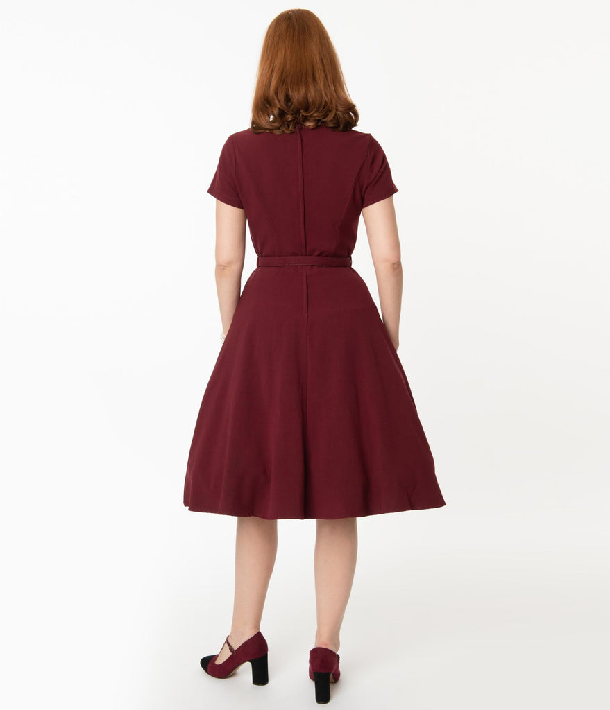 maroon swing dress