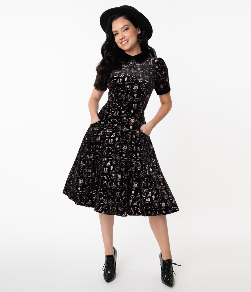 black velvet swing dress