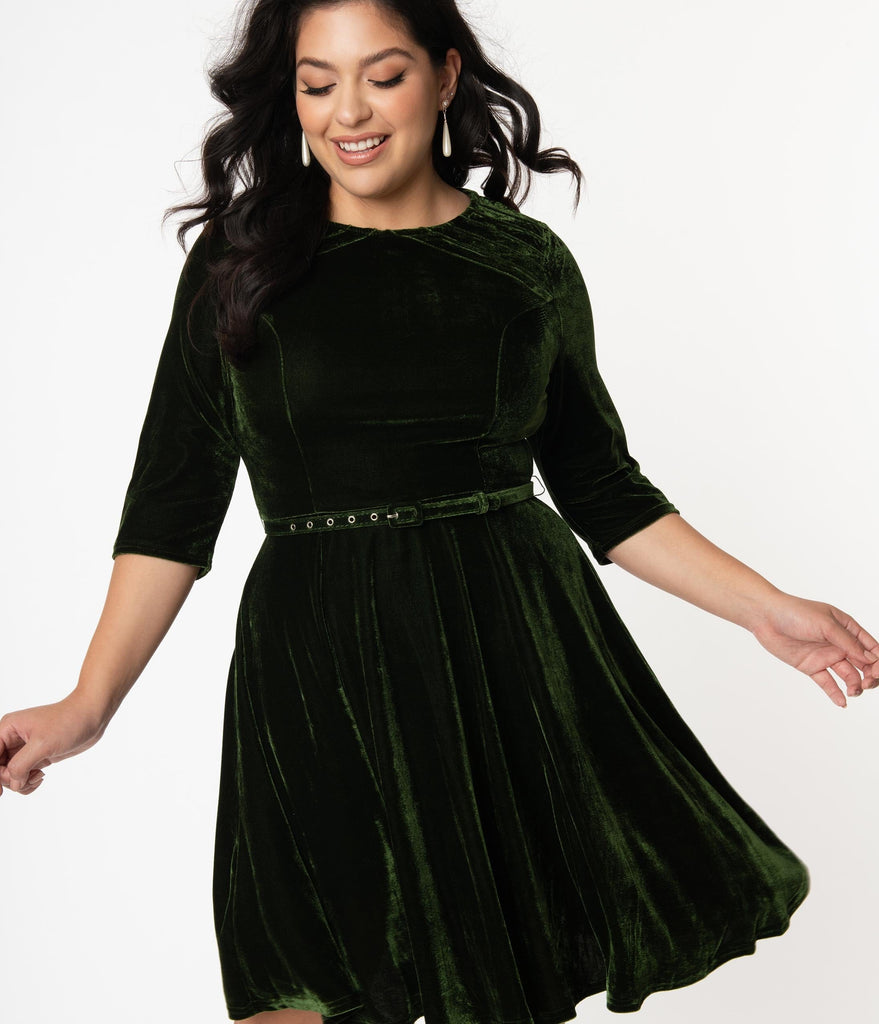 unique vintage green velvet dress