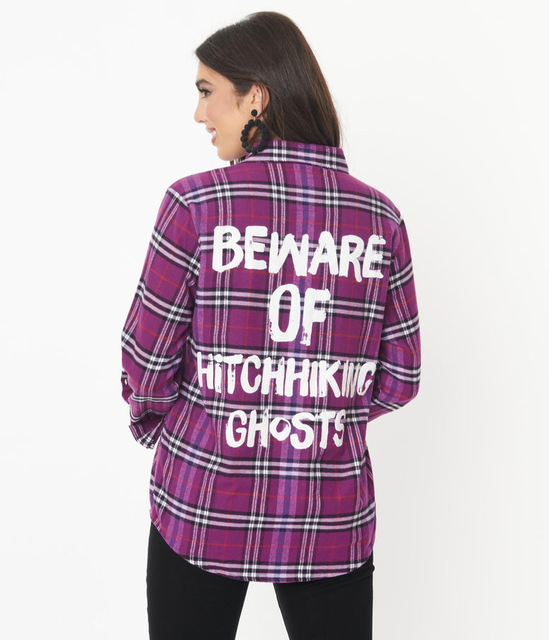 Cakeworthy Purple Plaid Hitchhiking Ghosts Flannel