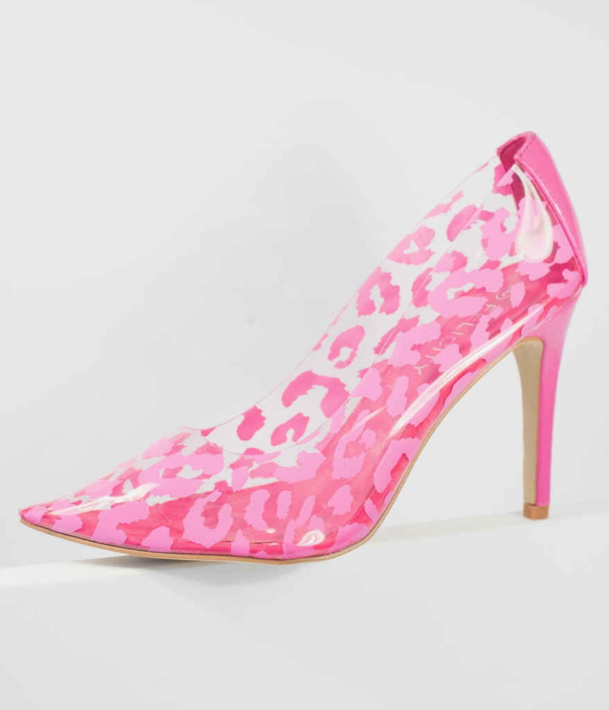 Pink \u0026 Clear Leopard High Heel Pumps 