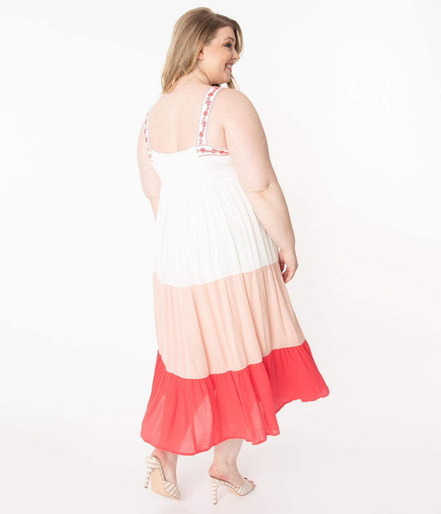 coral marble maxi dress