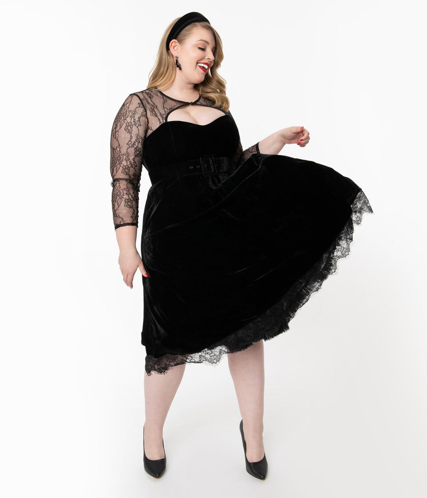 black velvet swing dress