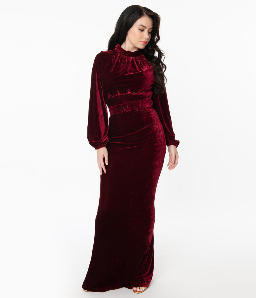 velvet burgundy maxi dress