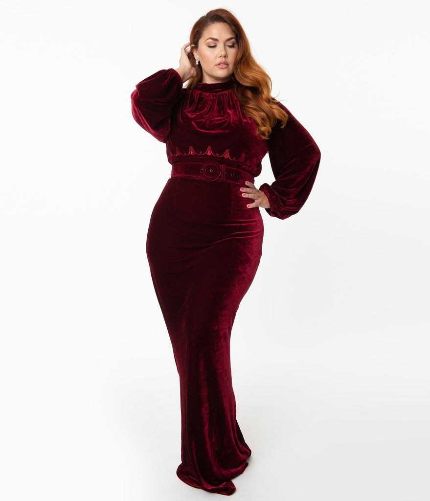 burgundy velvet maxi dress