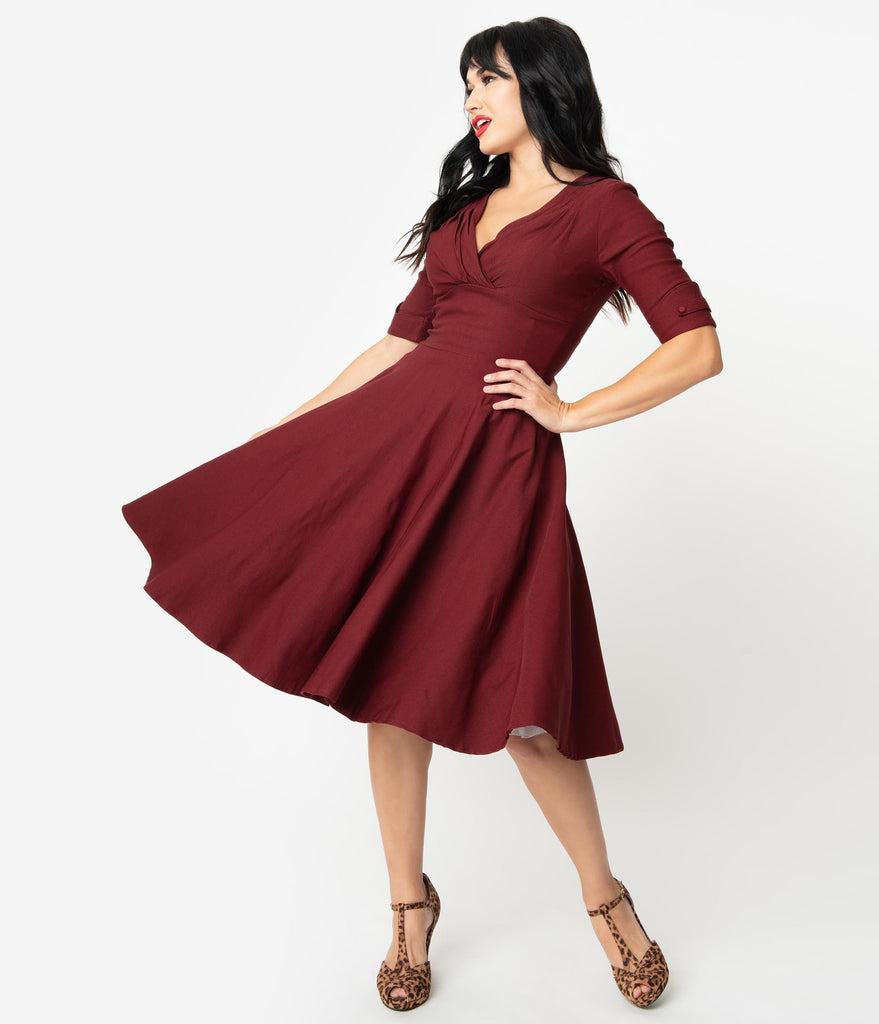 maroon swing dress