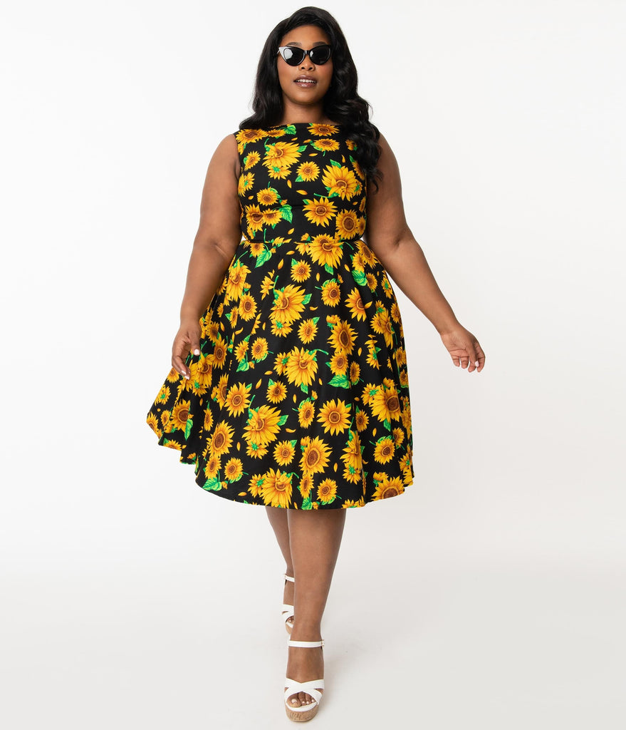 yellow and black plus size dress