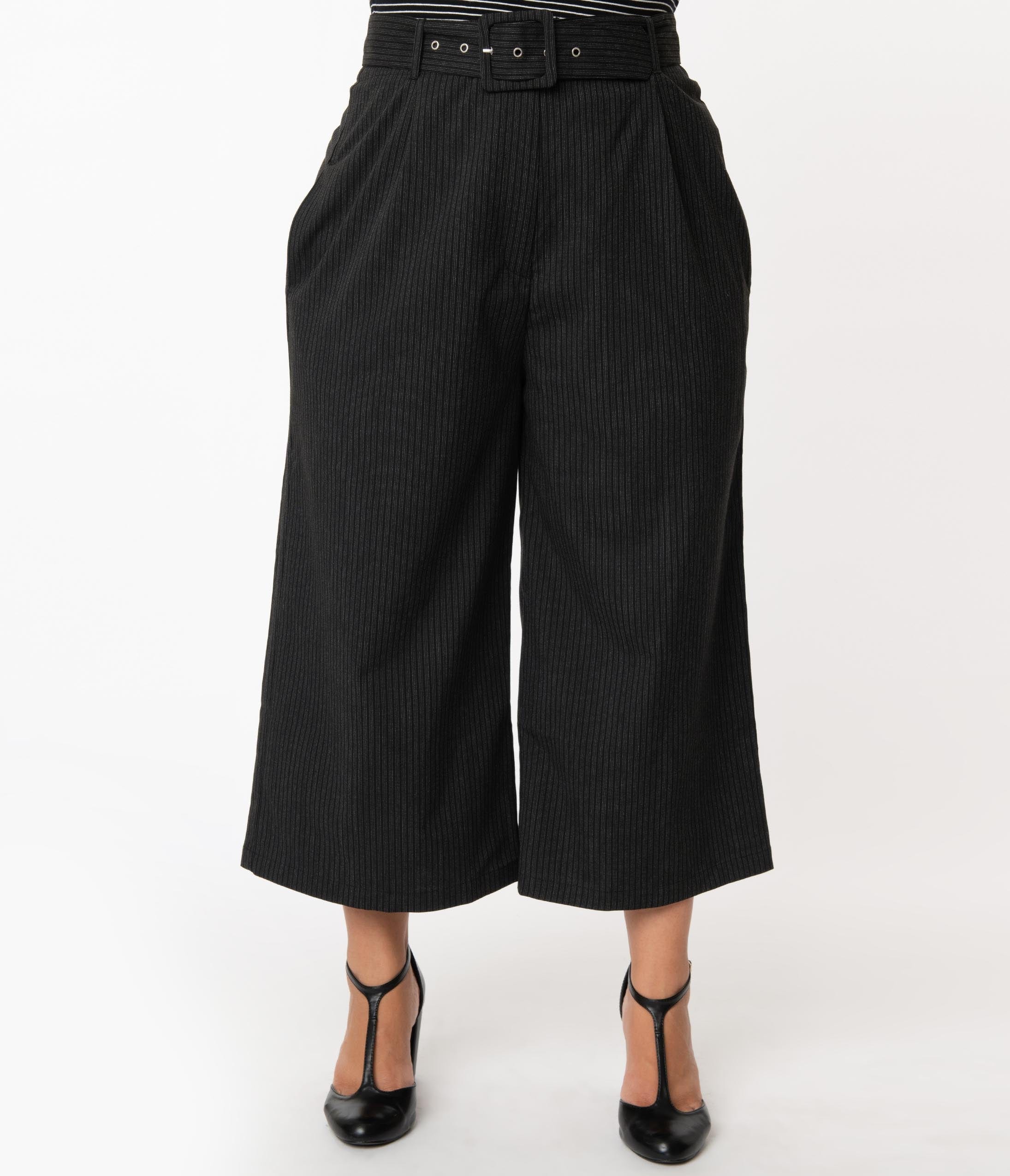 plus size black culottes