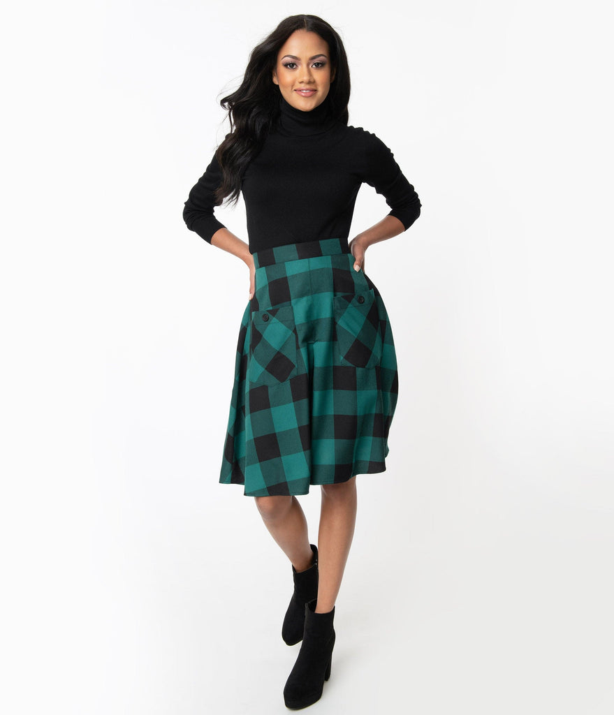 Hell Bunny Green & Black Plaid Teen Spirit Swing Skirt – Unique Vintage