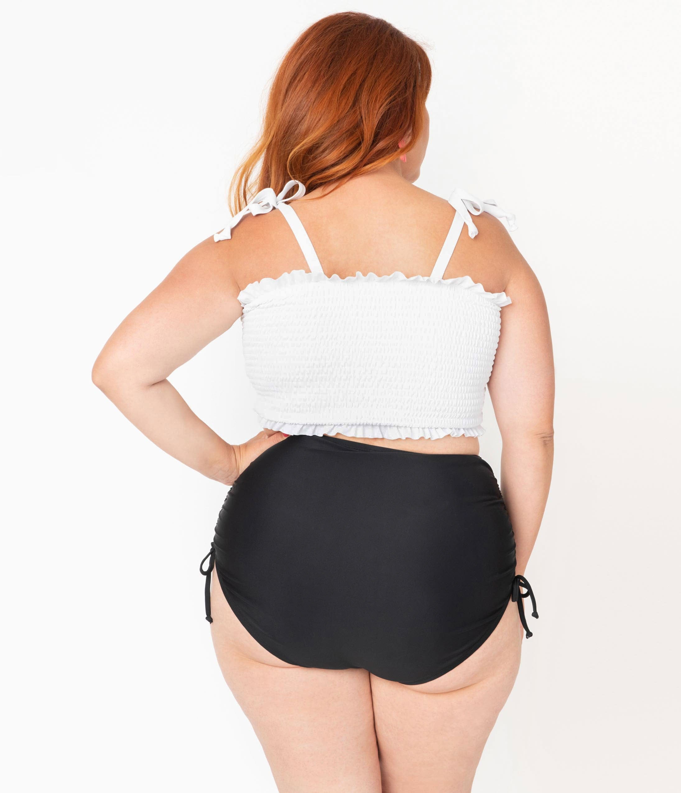 white plus size swim top