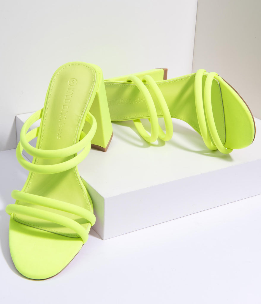 neon chunky heels