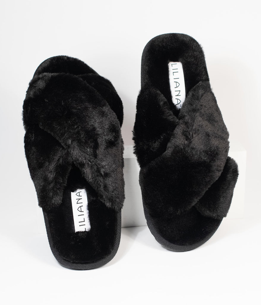 fuzzy strap slippers