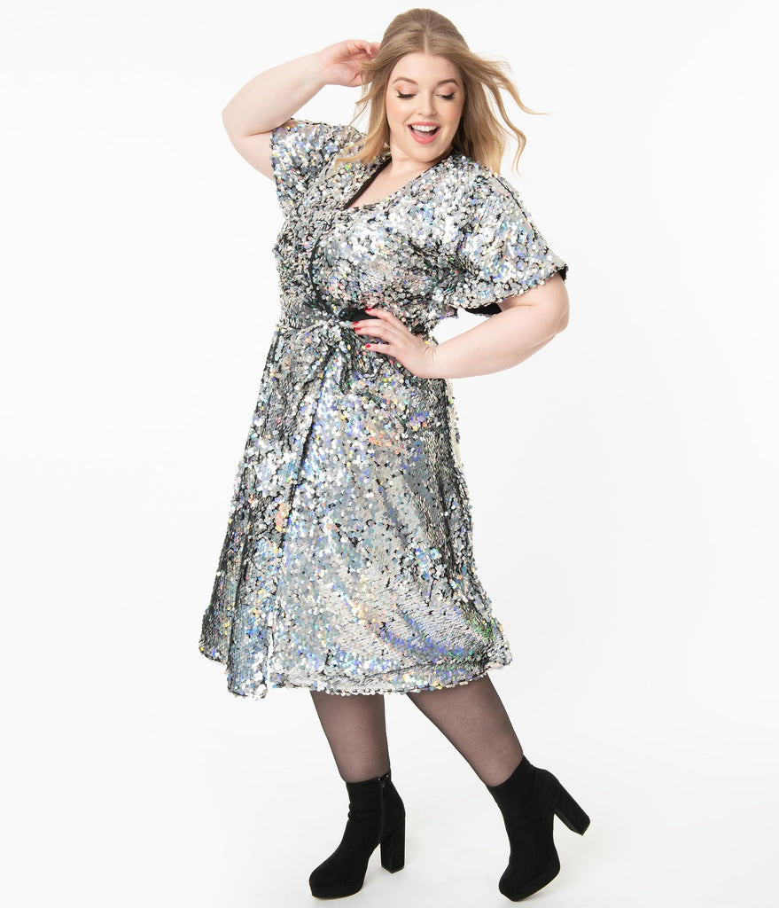 plus size wrap sequin dress