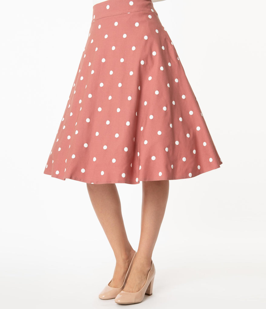 white and pink polka dot skirt