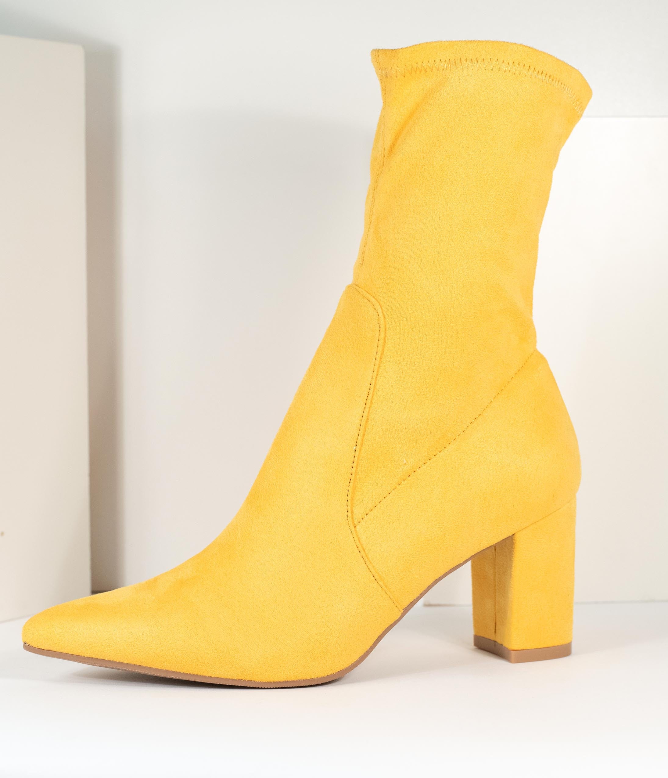 mustard pointed toe heels