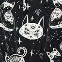 Unique Vintage Plus Size Black & White Cosmic Cat Print Isla Flare Dress