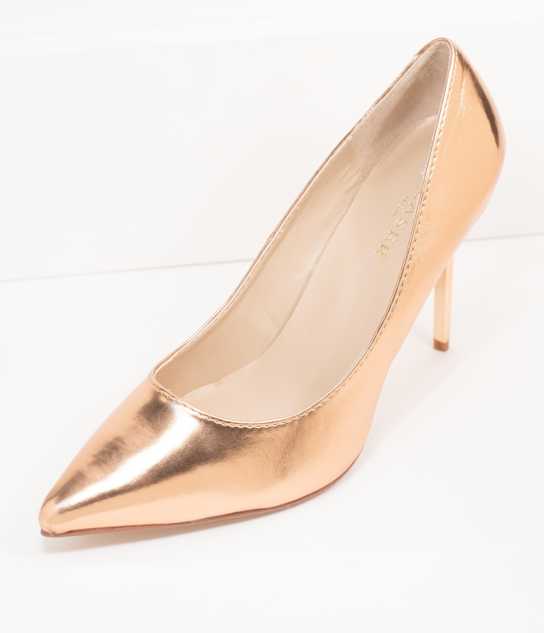 pointed rose gold heels