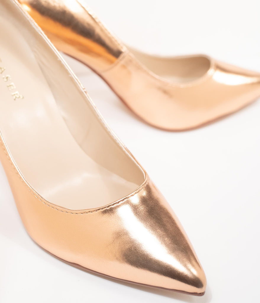 pointed toe rose gold heels