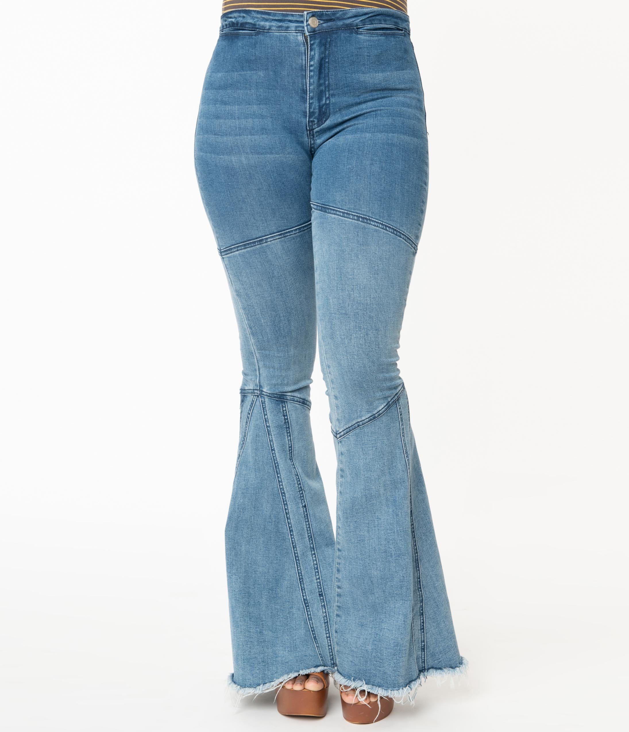 light blue denim bell bottoms