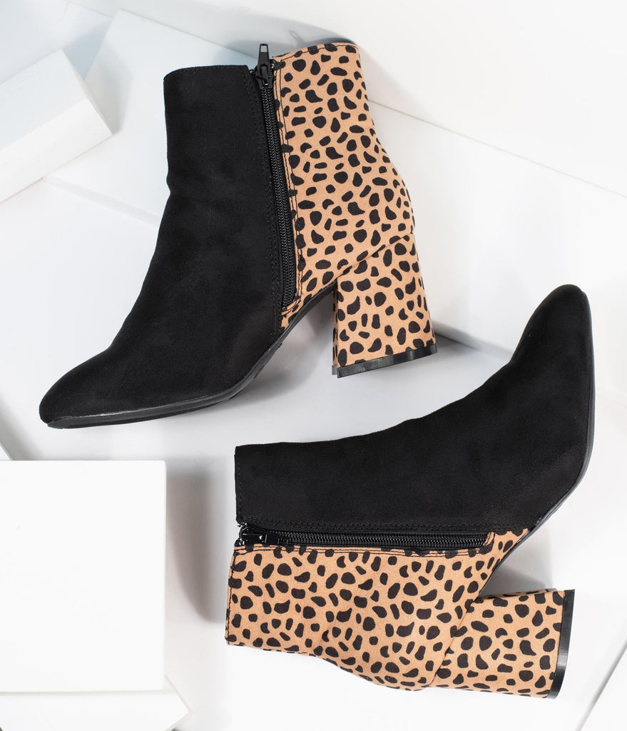 cheetah heel booties
