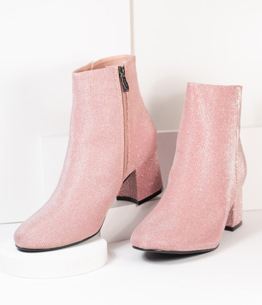 metallic pink booties