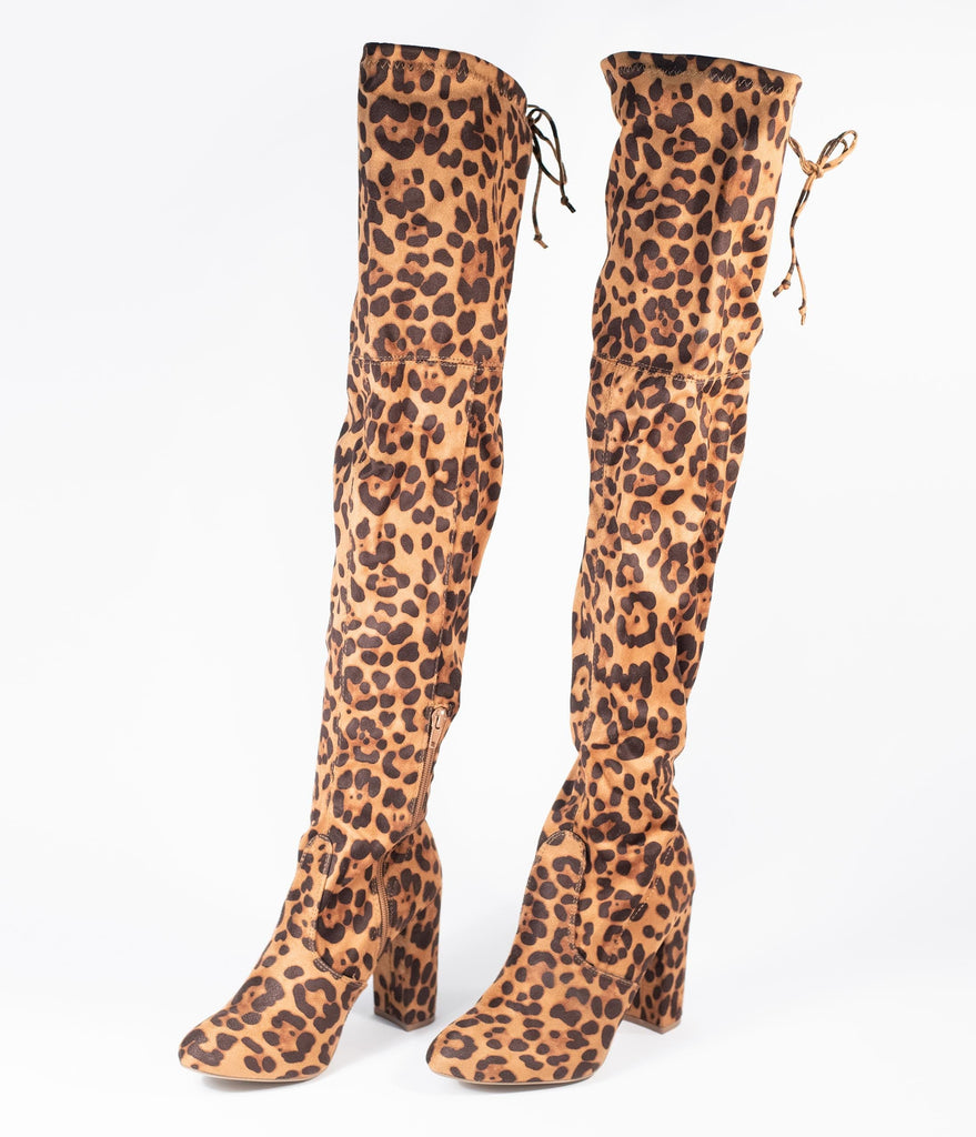 leopard thigh high boots