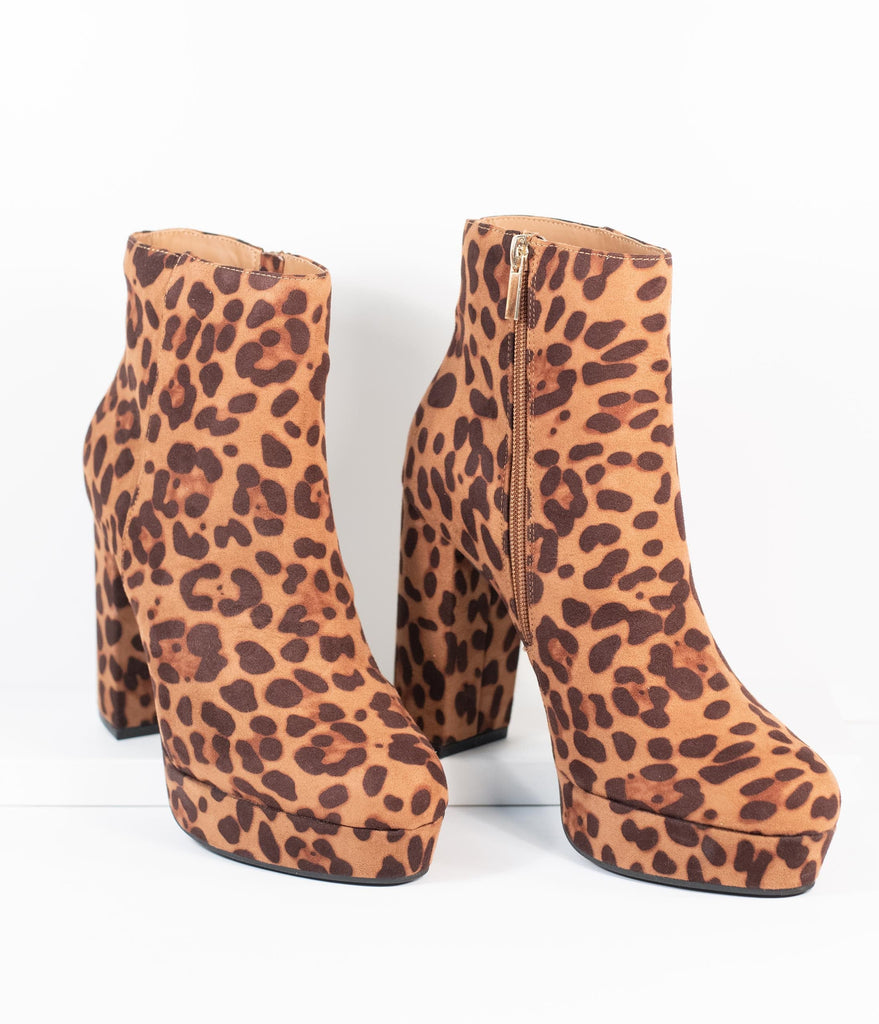 leopard heel booties