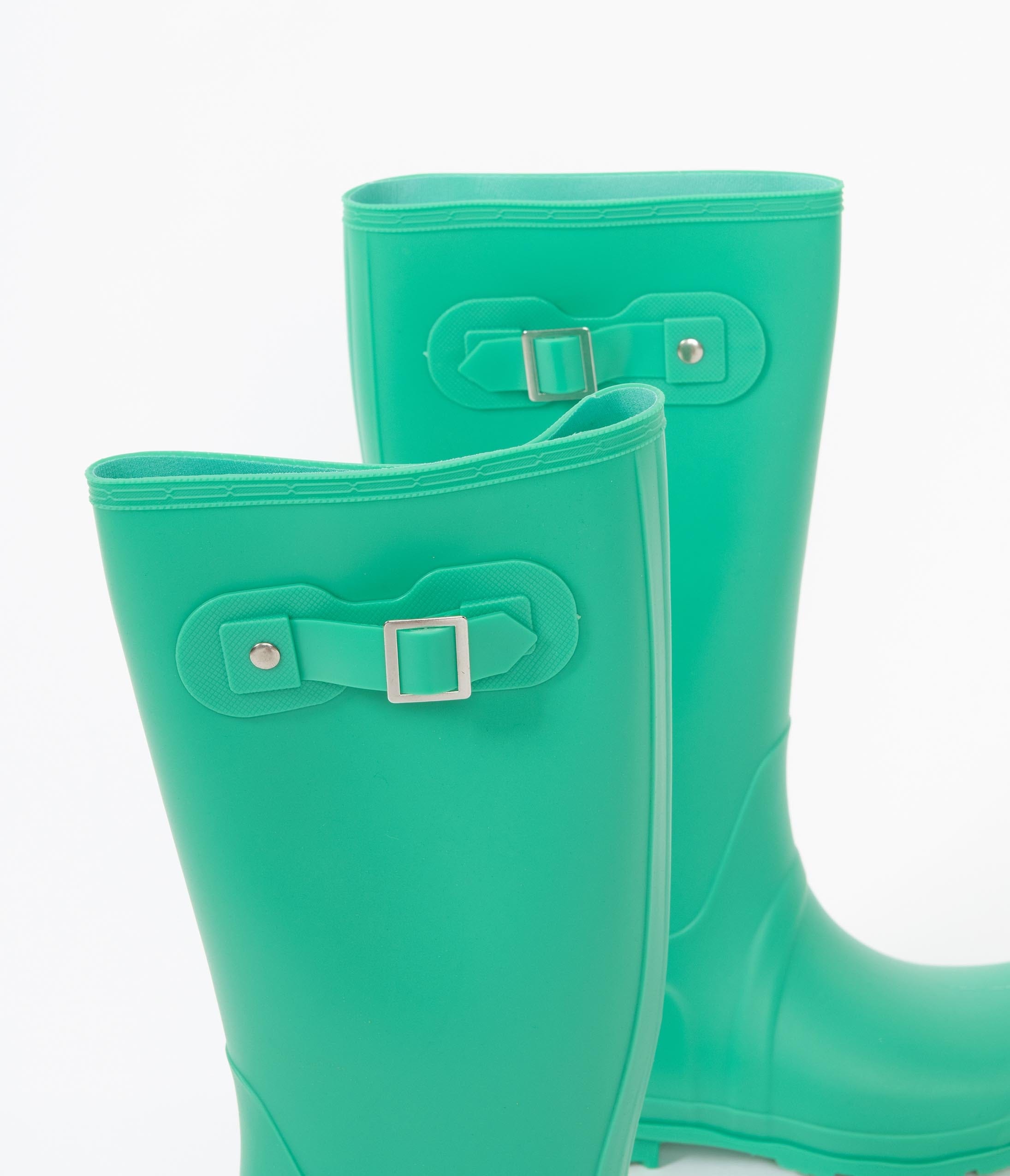 green rubber rain boots