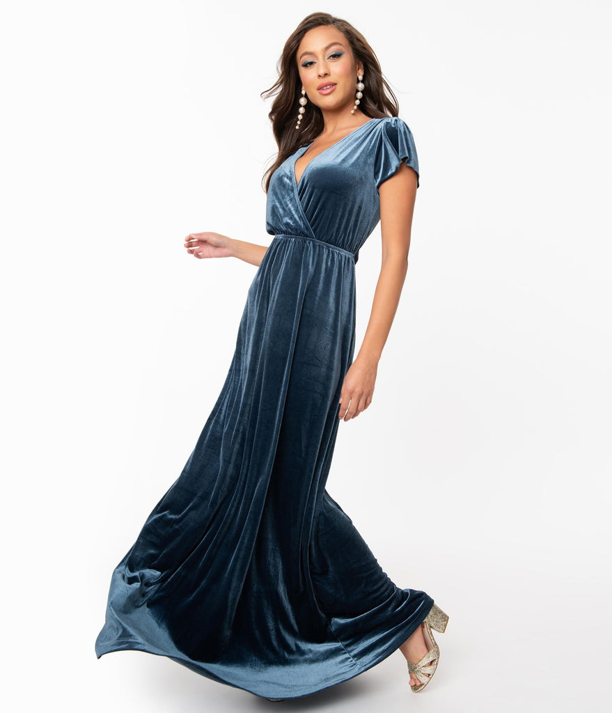 grey velvet gown