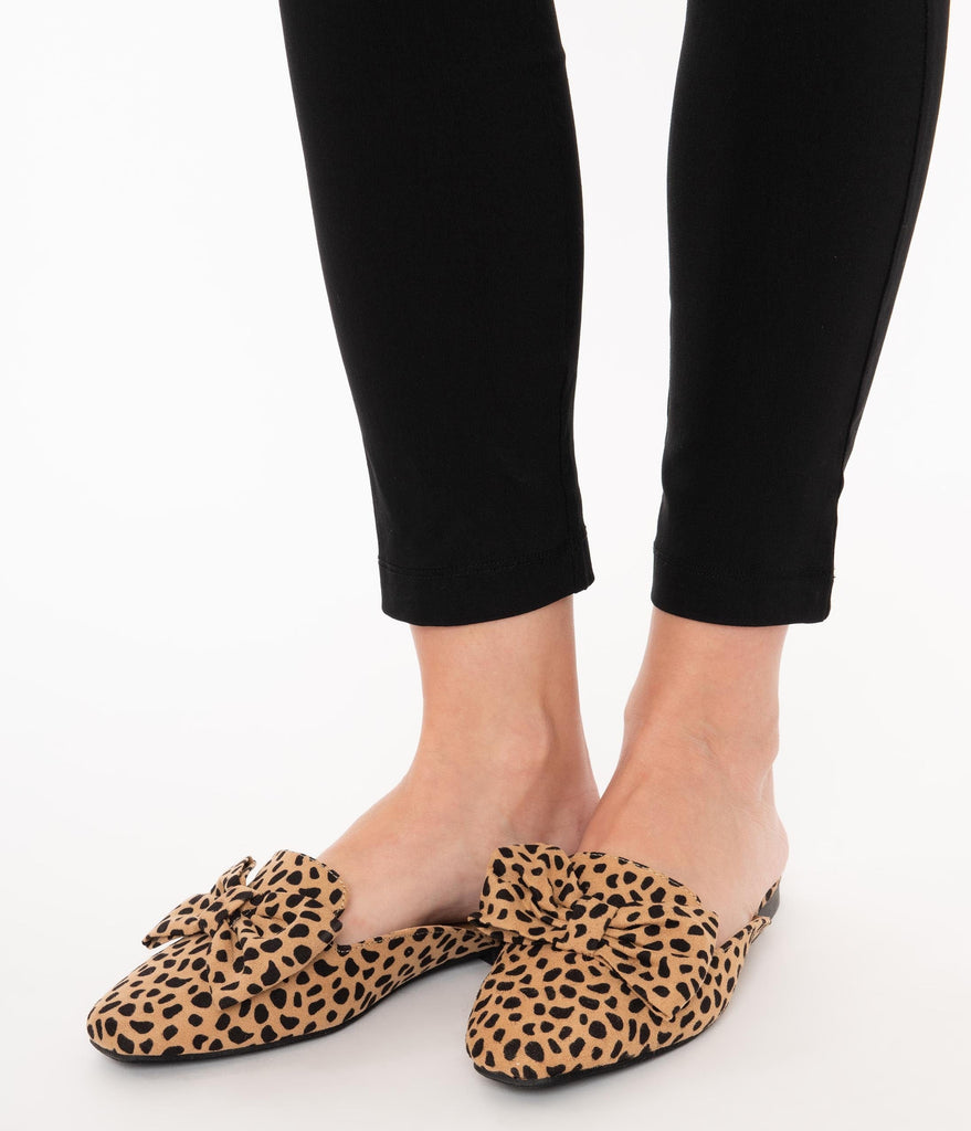 cheetah heeled mules