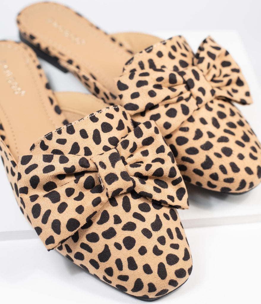 cheetah slip on mules