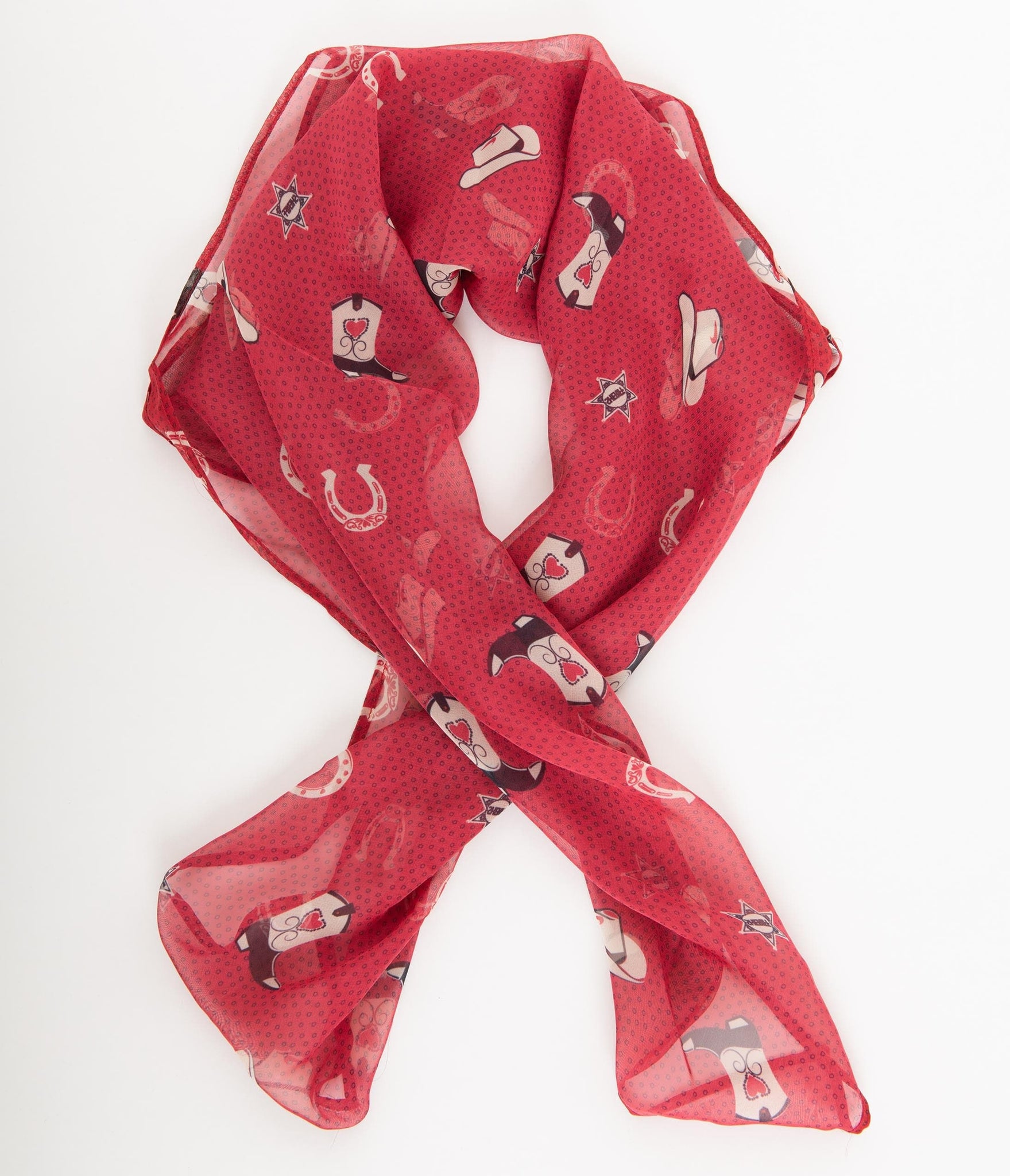 Burgundy Cowgirl Print Hair Scarf