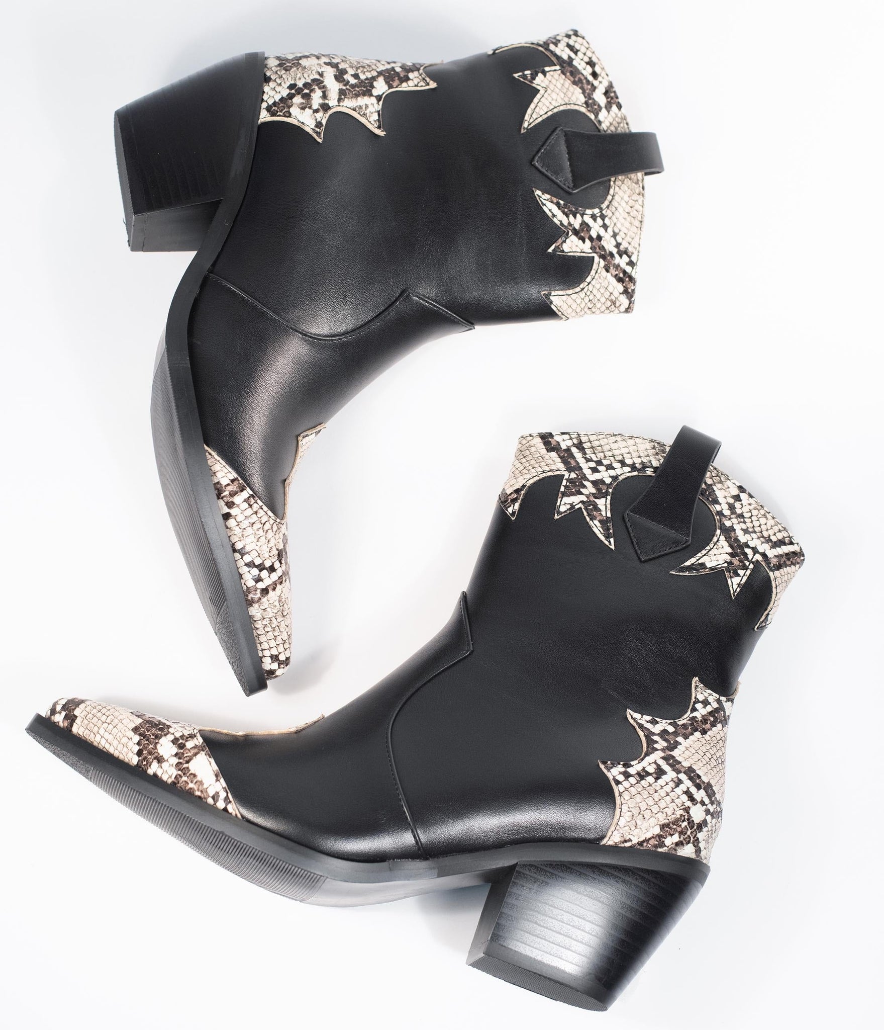 Black & Rattlesnake Leatherette Boots