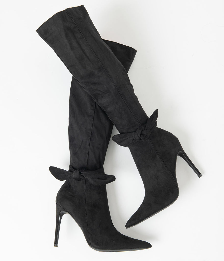 black stiletto boots knee high