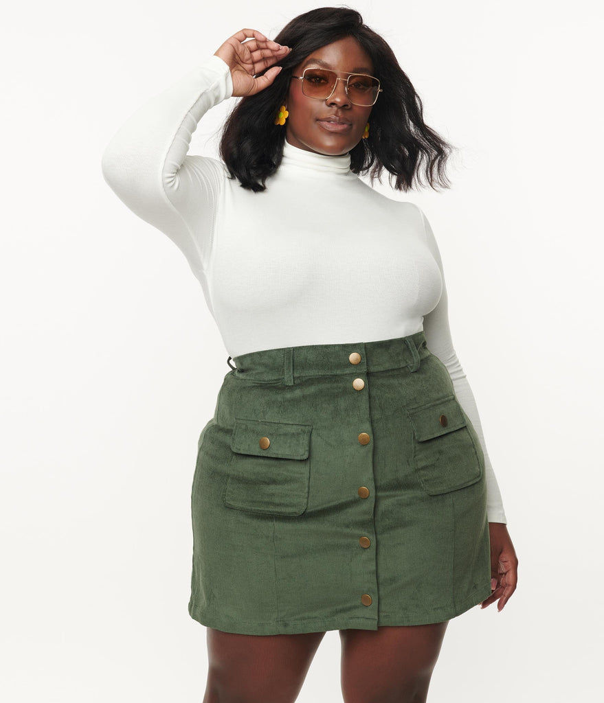 plus size khaki skirt vintage