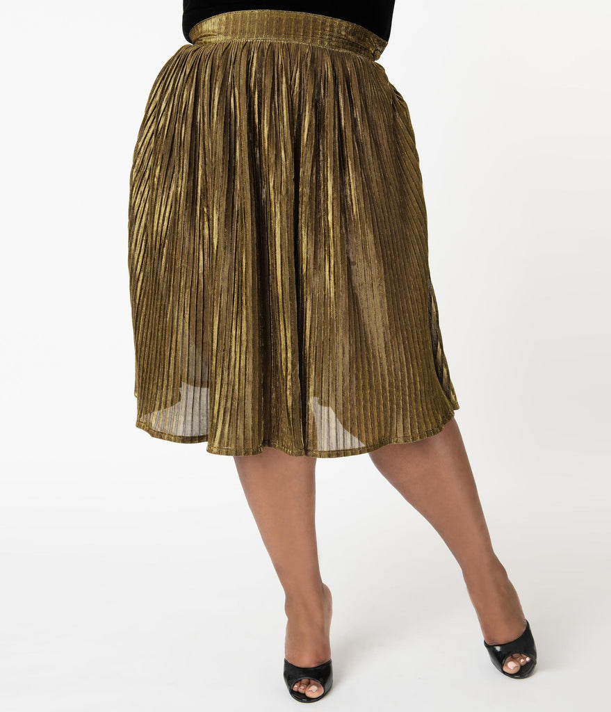 Metallic Gold Accordion Gellar Swing Skirt