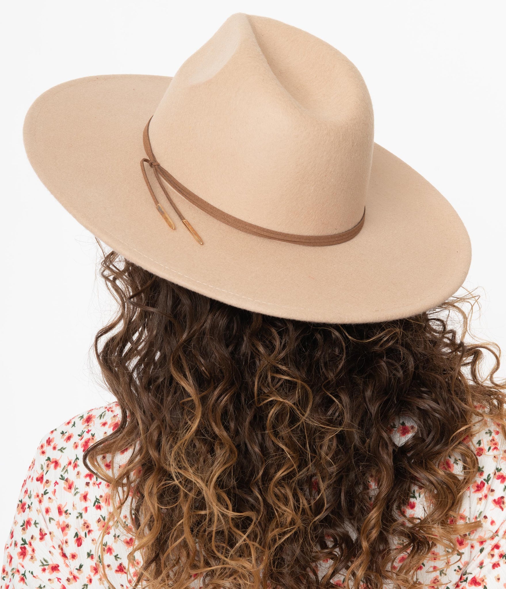 Beige Wool Wide Brim Western Hat