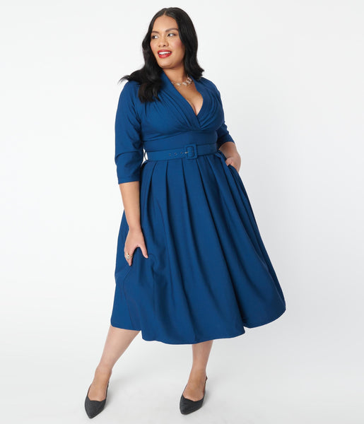 Plus Size Blue Catherine Swing Dress – Unique Vintage