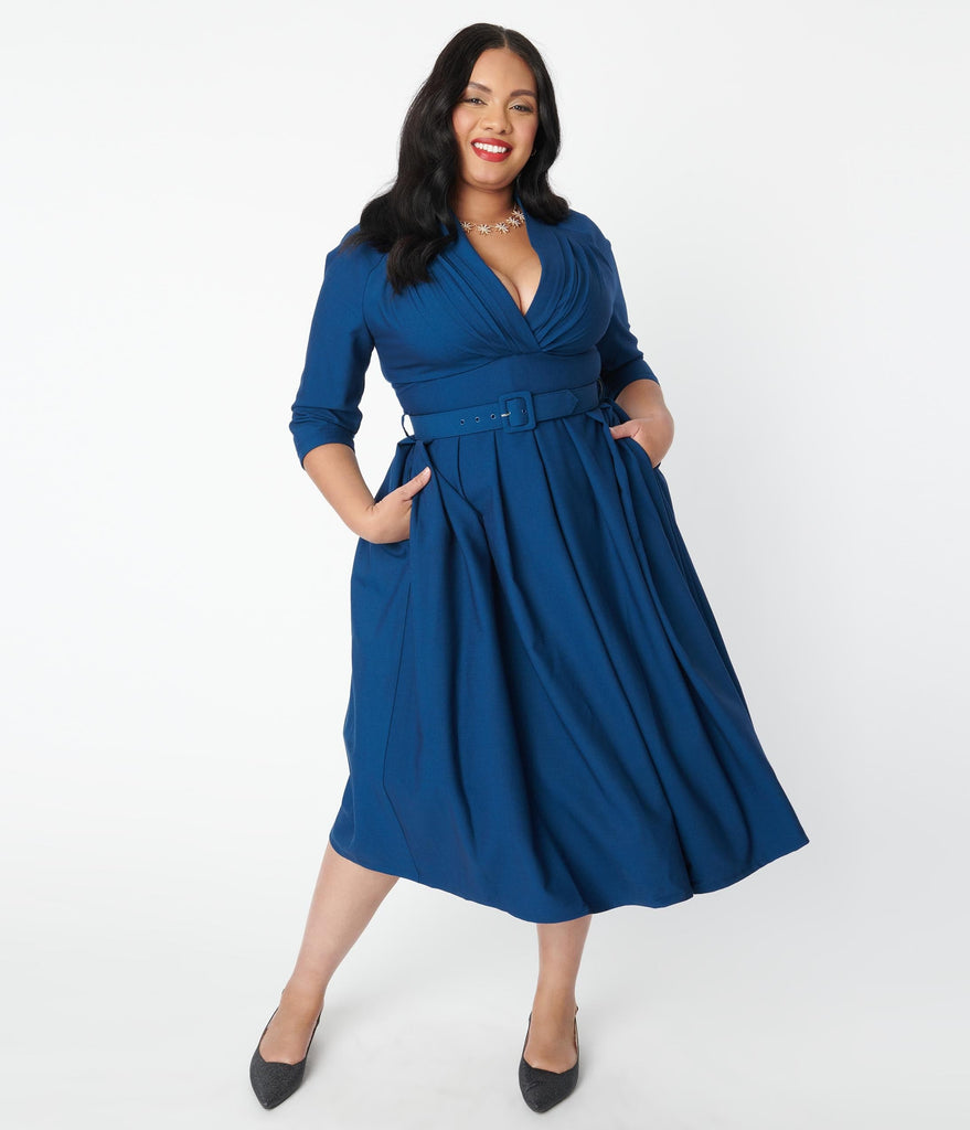 Plus Size Blue Catherine Swing Dress – Unique Vintage