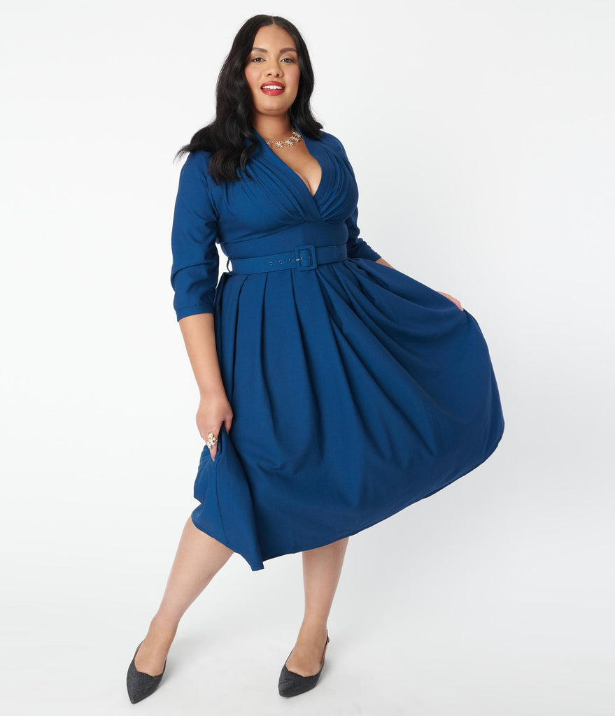 Plus Size Blue Catherine Swing Dress – Unique Vintage