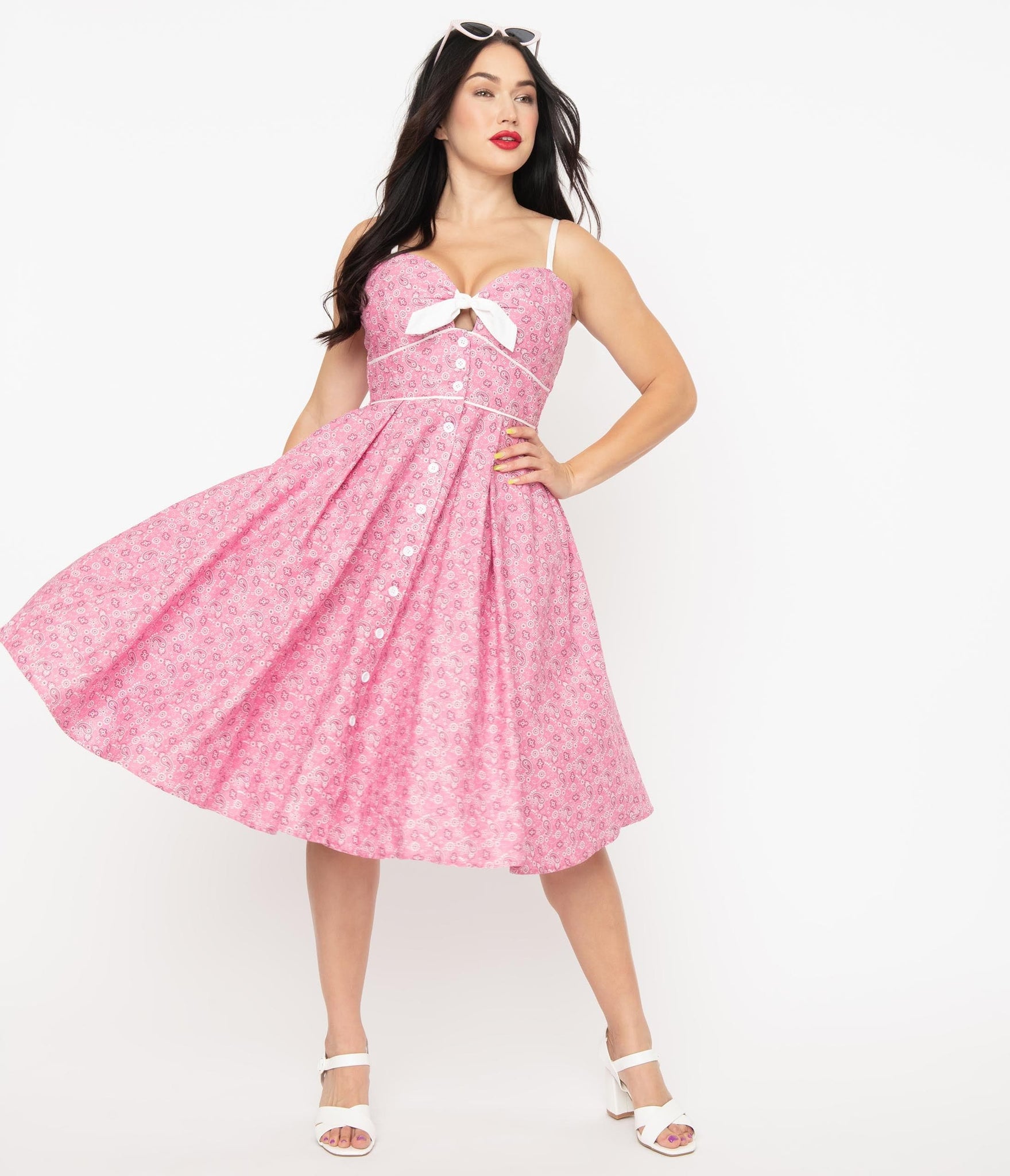 Vintage Pink Bandana Print Rockie Swing Dress