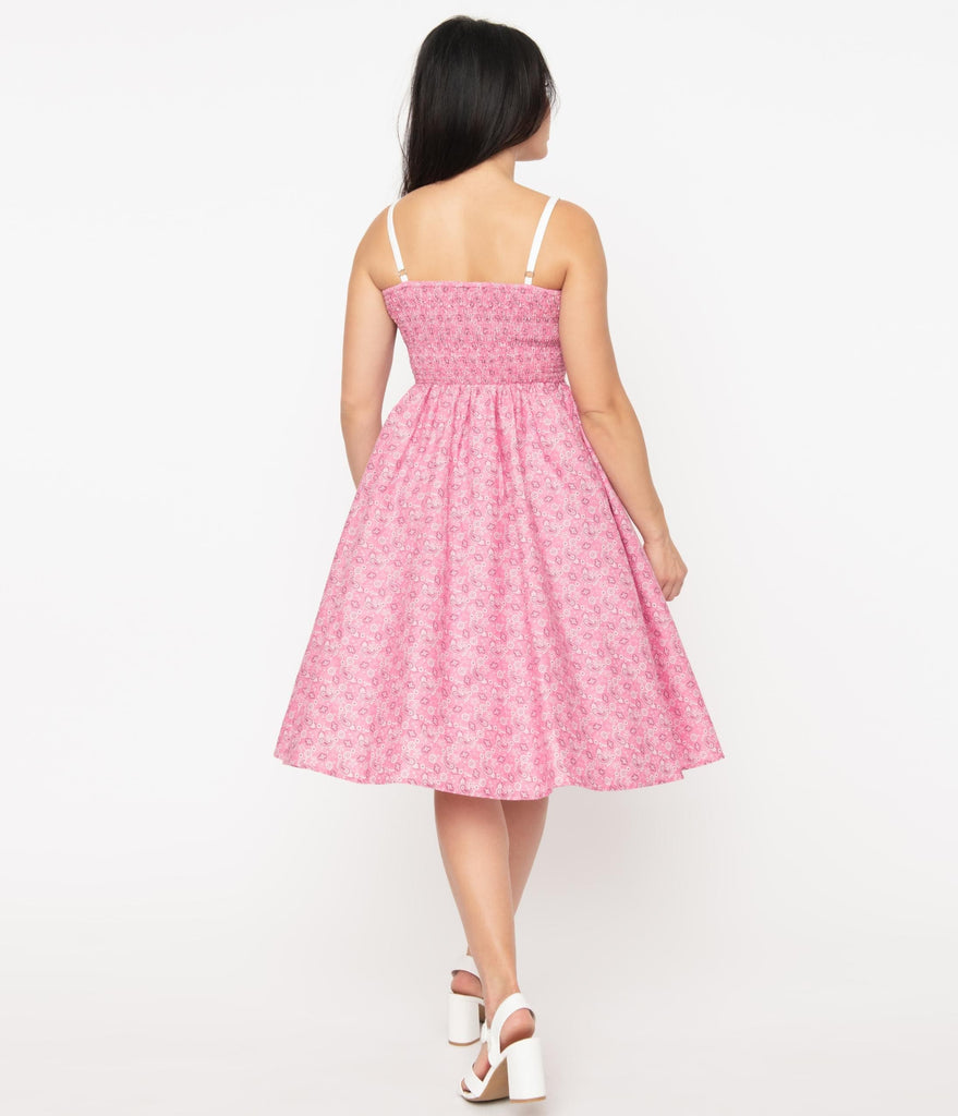 Unique Vintage Pink Bandana Rockie Swing Dress