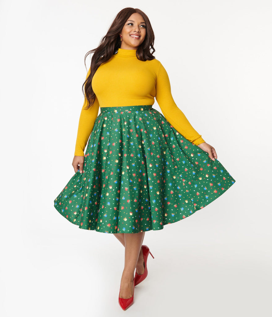 plus size green skirts