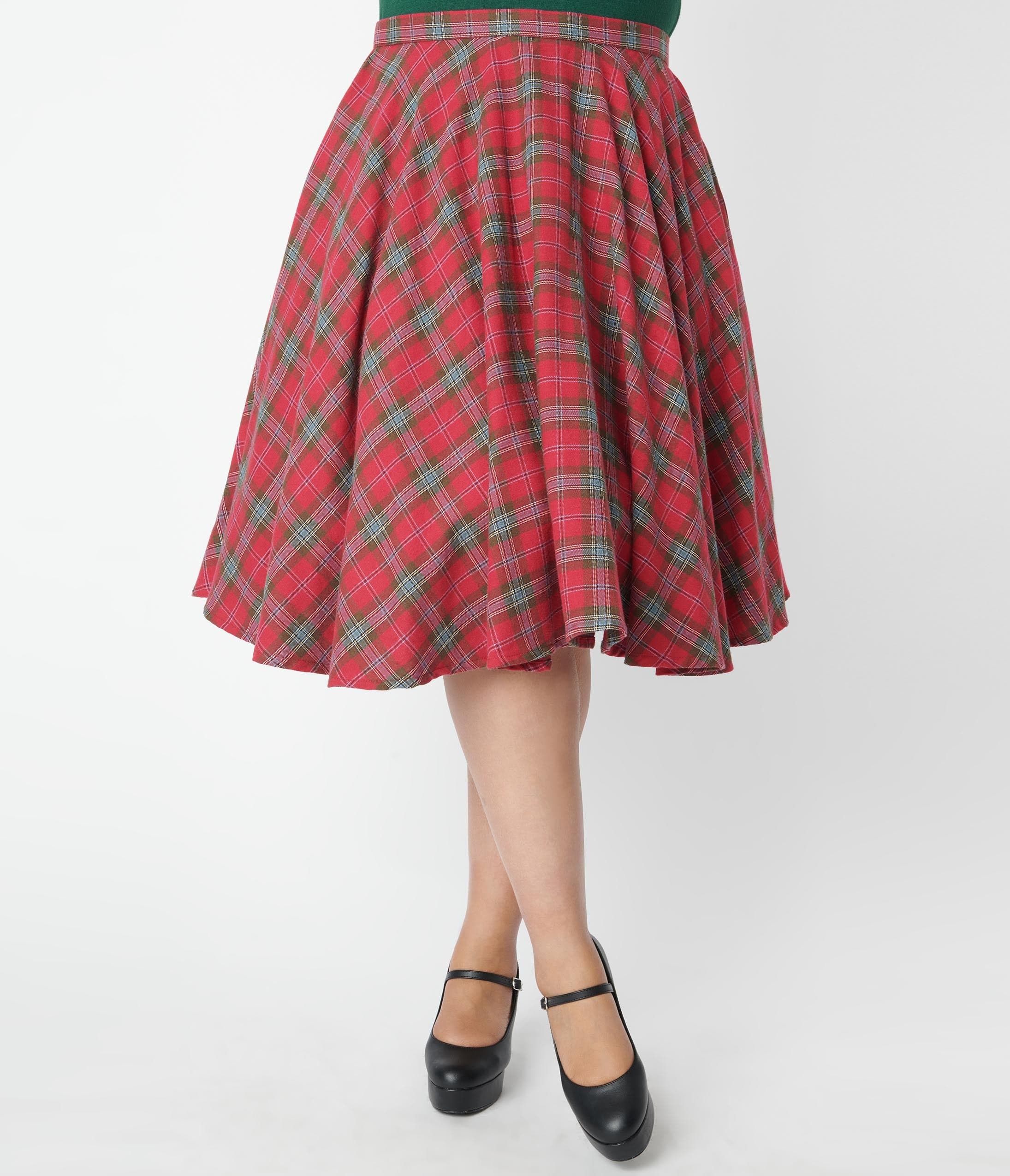 green plaid skirt satin