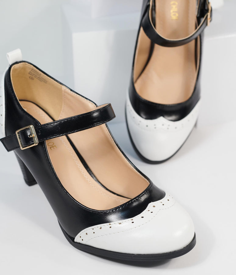 Black & White Mary Jane Heels