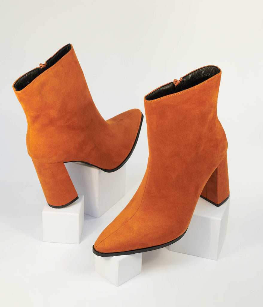 rust suede booties