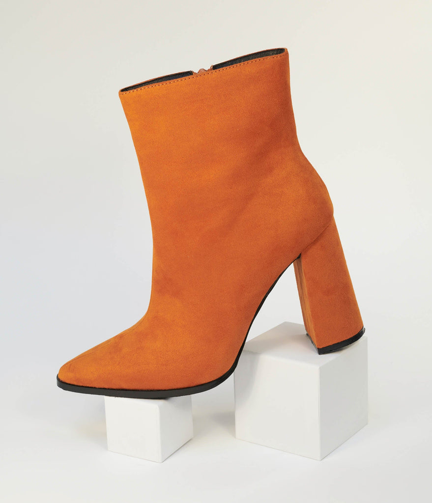 rust suede booties