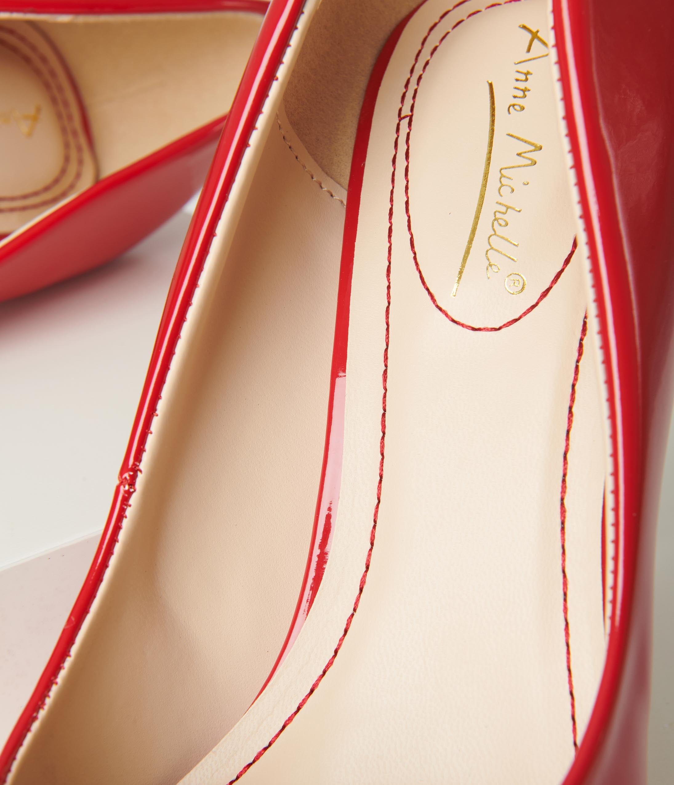 Red Patent Leatherette Pointed Toe Pumps