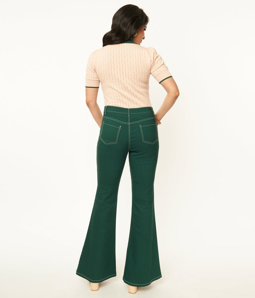 Unique Vintage Dark Green Majors Flare Pants