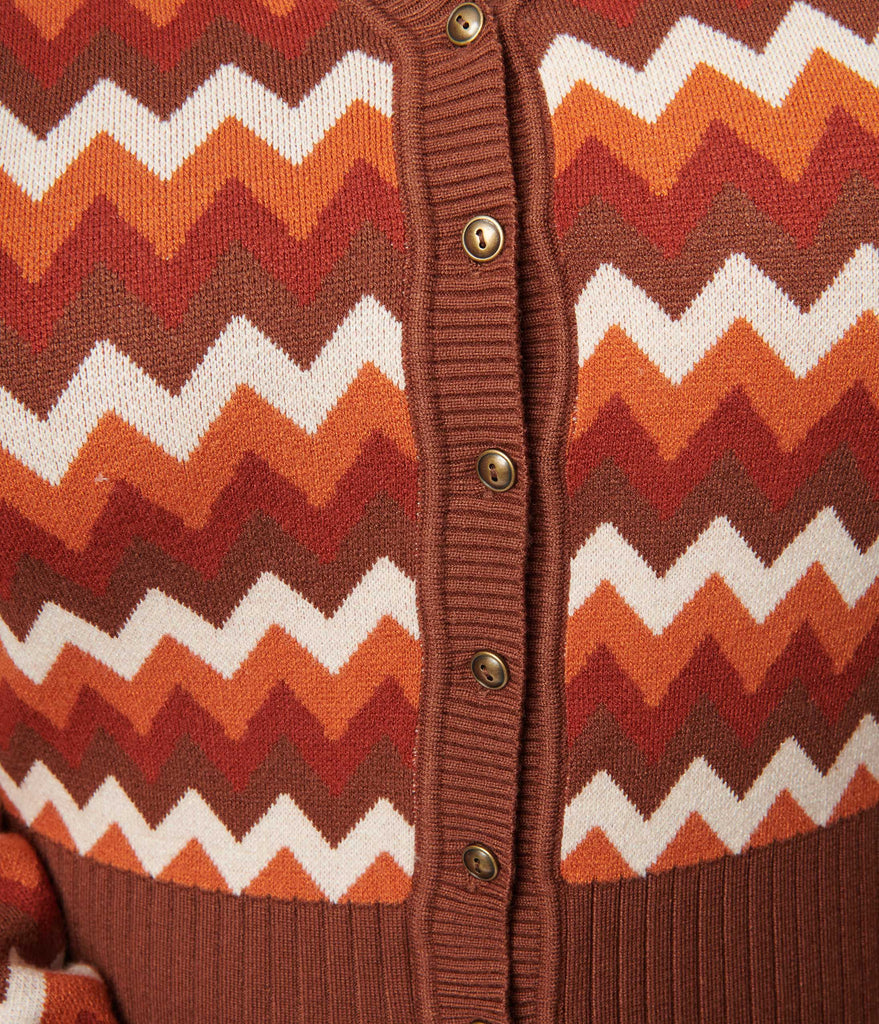 Unique Vintage Plus Size Multi Brown Chevron Cardigan